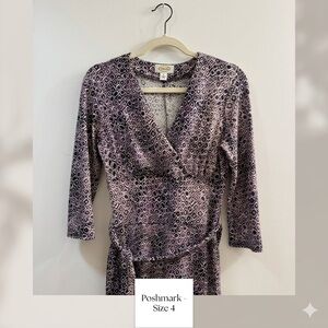 ✨Talbots Purple Ikat Wrap Dress - Size 4 - EUC!✨